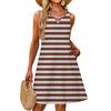 Женское модное повседневное летнее платье с полосатым принтом и карманом, пляжное праздничное платье-жилет