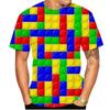 Summer Round Neck 3D Building Blocks Pattern Print T-shirts Fashionable Casual Short Sleeved Men's T-shirts