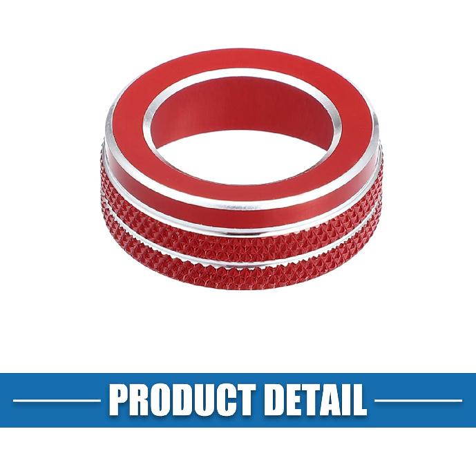 Кольца-крышки на ручки регулировки громкости VOL для VW Tiguan Taos Jetta Passat Atlas Arteon Golf R Beetle Алюминиевый сплав Красный (Упаковка из 2 шт.)