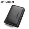 JINBAOLAI New Fashion Men's Wallet High Quality Leather Men's Wallet Design Coin Purse ID Holder Short Wallet