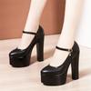 Women High Heels Pointed Toe Lady Pumps Buckle Strap Platform15cm High Heel Shoes Women Shoes Large Size 33-43 Leather Shoes