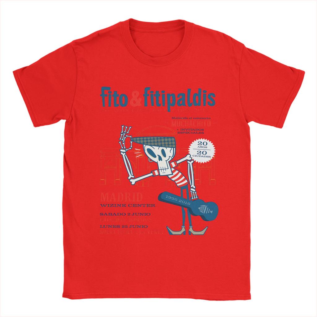Mens Fito Fitipaldis Spanish Rock Band T Shirt Pure Cotton Tops Vintage Short Sleeve Crew Neck Tees Original TShirts