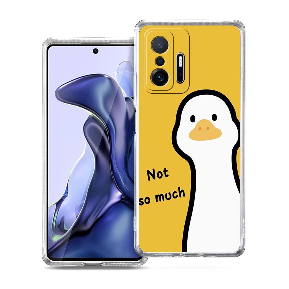 Милый Мультяшный Утенок Чехол для Телефона Для Xiaomi Mi Poco X6 X5 NFC X3 F6 F5 Pro F4 F3 15 14T 14 13T 12T 12 13 Lite 11 Прозрачный Чехол