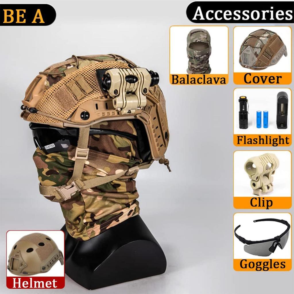 Тактический страйкбольный регулируемый защитный шлем с наушниками и очками, легкая сумка для аккумулятора для охоты на открытом воздухе, пейнтбола и стрельбы