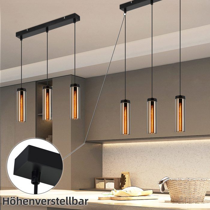 Lampe suspendue - NETTLIFE - Suspension 3 flammes - Noir - Métal - Hauteur réglable - E27