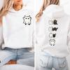 Autumn Fleece Hoodie Boo Black Cat Printed Hooded Halloween Fashion Sweatshirts Long Sleeve Top Drawstring Pockets Loose Hoodies