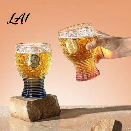 Tall Football Mug Soccer Trophy Beer Glass 400ml Capacity Mug Clear Glass