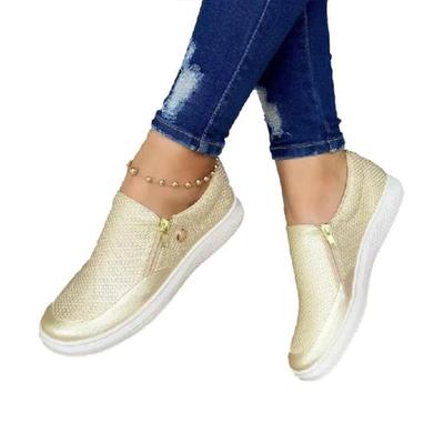 Новые большие повседневные туфли на молнии, спортивные дышащие нескользящие туфли на плоской подошве, женские туфли на плоской подошве, размеры 35–43