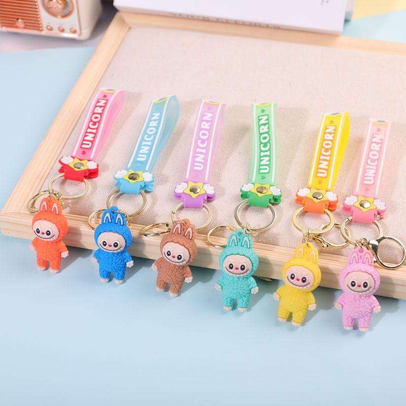 Adorable Cartoon Soft Pvc Sheep Keychain Colorful Cute Keyring Car Bag Ornament
