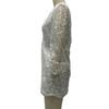 Women's Sexy Sequin Bodycon Dress Sheer Long Sleeve Deep V Neck Mini Dress Sparkly Evening Party Dress for Night Clubs