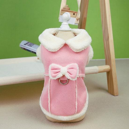 Cute Stylish Pet Cotton Coat Button Closing with Traction Rope Buckle Thickened Small Medium Dogs Tractable Cotton Coat