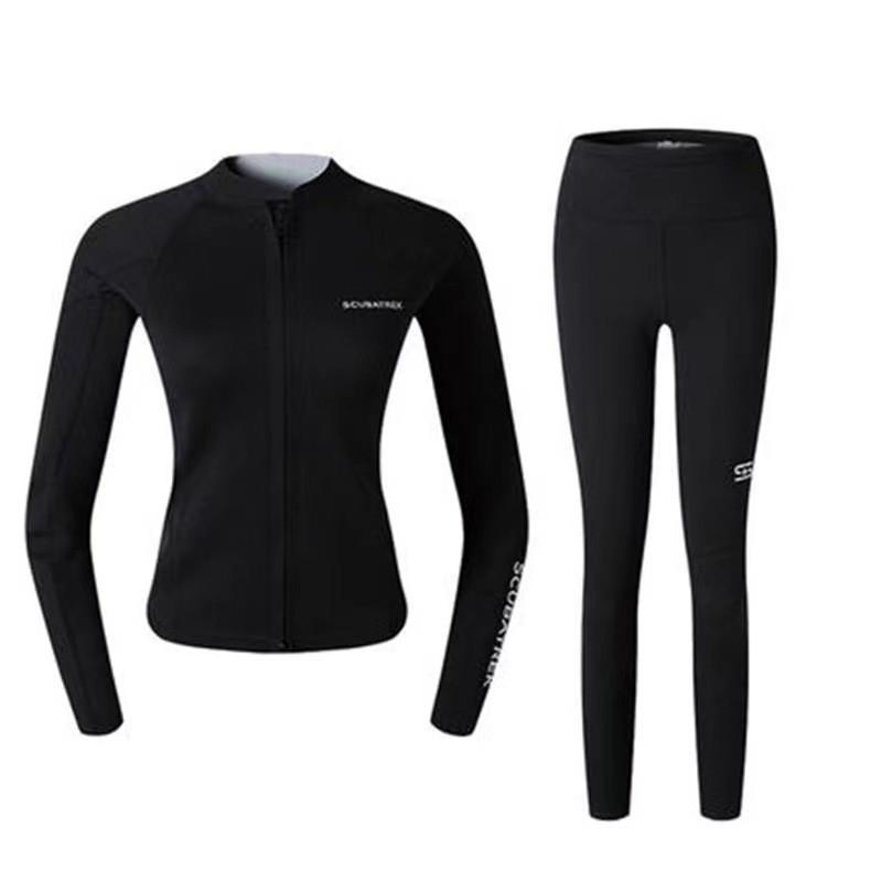 2mm Womens Wetsuit Top Bottom Set Snorkeling Diving Surfing UV Protection Thermal Warm Long Sleeve