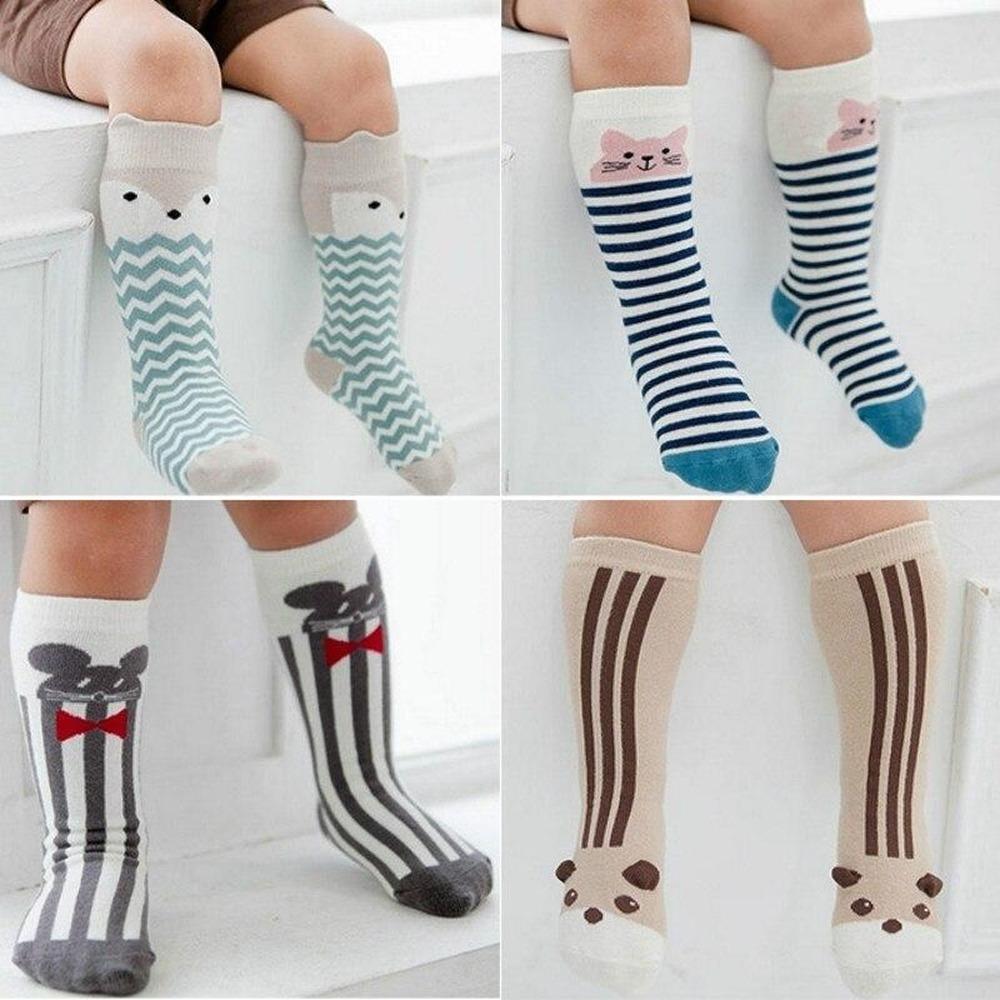 1 Pair Baby Socks Fashion Cotton Cute Animal Printed Knee High Socks Kids Boy Girl Cute Socks Anti Slip Cartoon Warmers 0-4Y