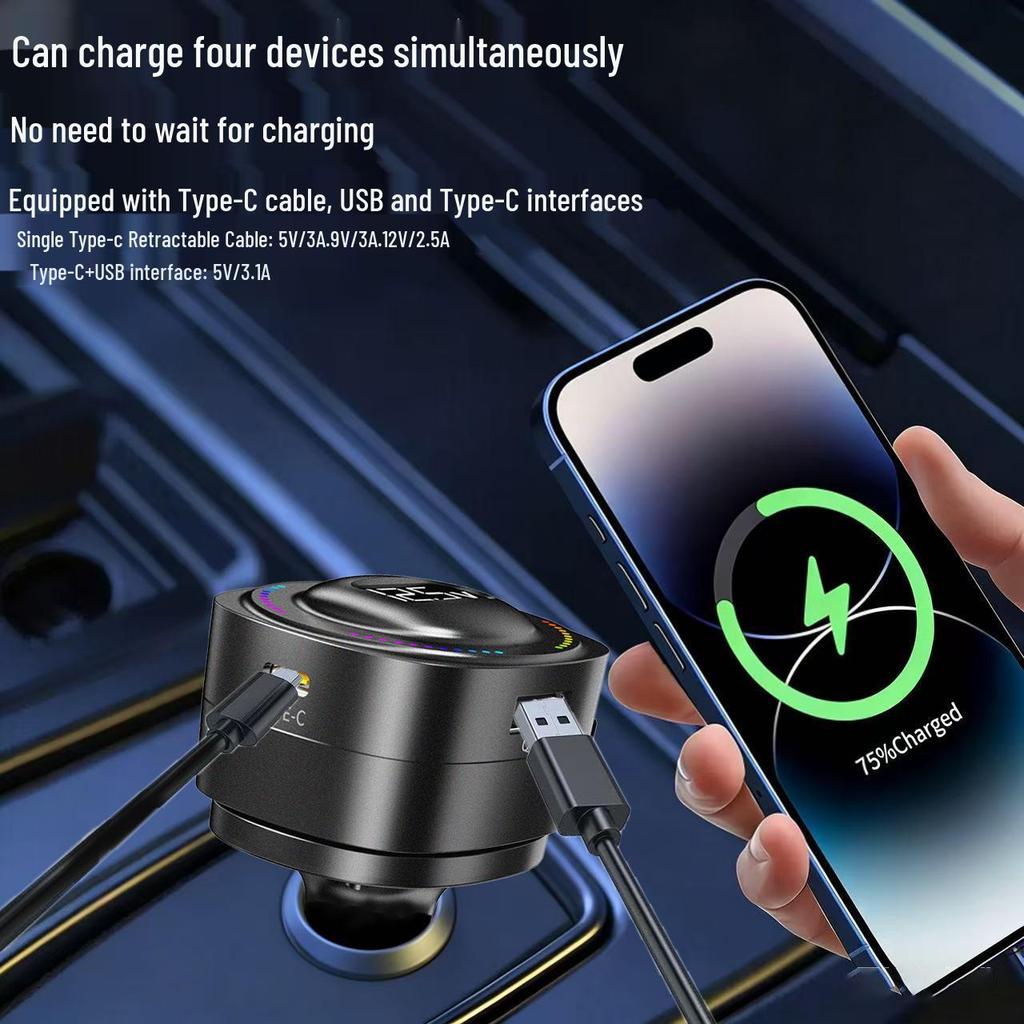 Универсальный retractable (выдвижной) автомобильный зарядный адаптер 4-в-1