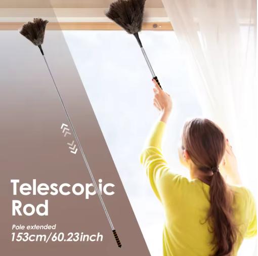 Extendable Ostrich Feather Duster Anti Static Reusable Cleaning Tools Household Furniturer Dust for Cleaning Ceiling Fan