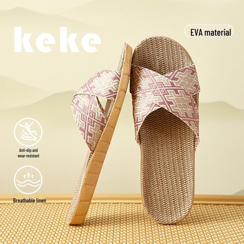 FL Four Seasons Women's Linen Deodorant Anti-slip Indoor/Outdoor Silent Slippers