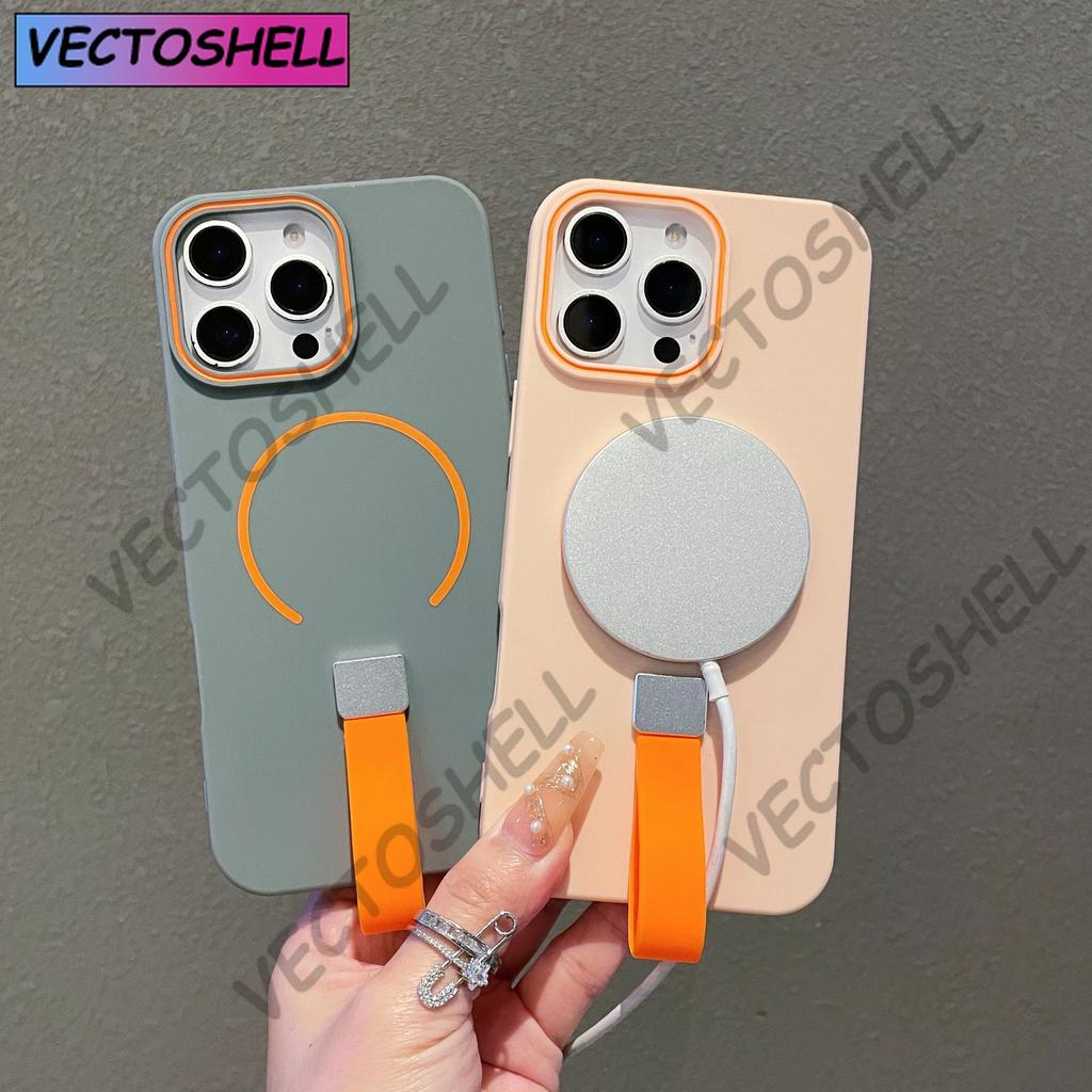 Магнитный Силиконовый Кольцо-держатель Чехол для MagSafe Для iPhone 16 15 14 Plus 13 12 11 Pro Max Ремешок на запястье Шнурок Чехол для беспроводной зарядки