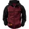 Hoodies Men Zipper Patchwork Warm Fleece Sweatshirts Multi Pockets Male Fashion Hooded Jacket Thick Outdoor Hoodie