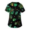 Ladies' St. Patrick Print Fashionable V-neck Pocket Short Sleeved  Uniform And Caregiver Top