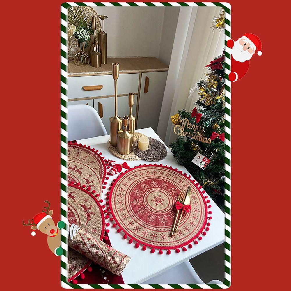Cotton Linen Woven Placemat Heat Insulation Tableware Mats Vintage Retro Decorative Mat  Home