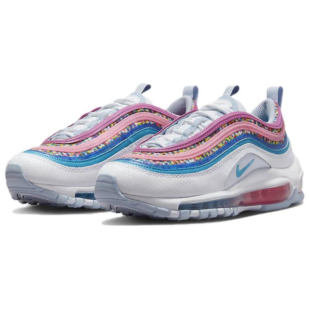 Nike Air Max 97 SE GS Bright Colors! Kids Sneakers White Active-Fuchsia Blue-Whisper DV7550-100