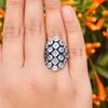 Rainbow Moonstone Cluster Ring – 925 Sterling Silver Statement Ring – Multi-Gem Boho Ring for Women