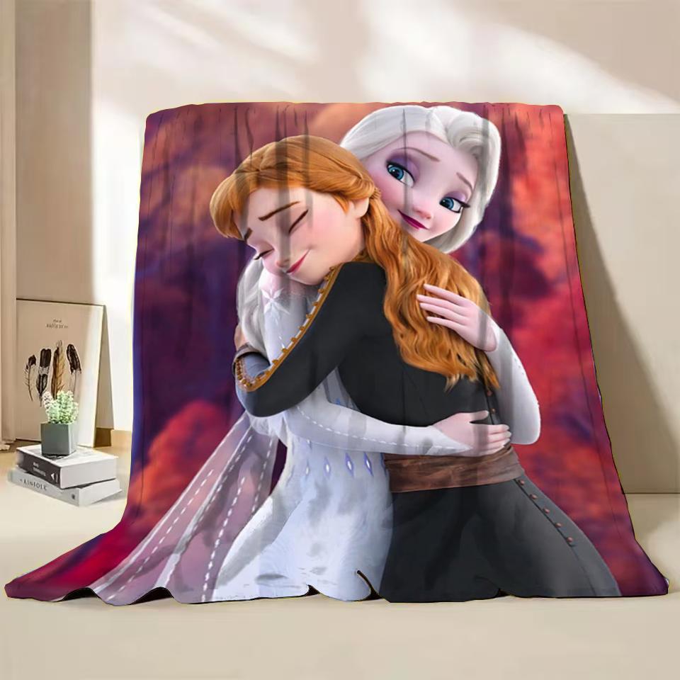 Disney Frozen Elsa Princess Childrens Adult Soft Flannel Blanket Fluffy Baby Plush for Bedroom Travel Office Cover Warm Blankets