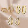 ZAKOL 3 Pairs Simple Fashion Imitation Zircon Zirconia Hoop Earrings for Women Girls Minimalist Huggie Circle Earring Zircon