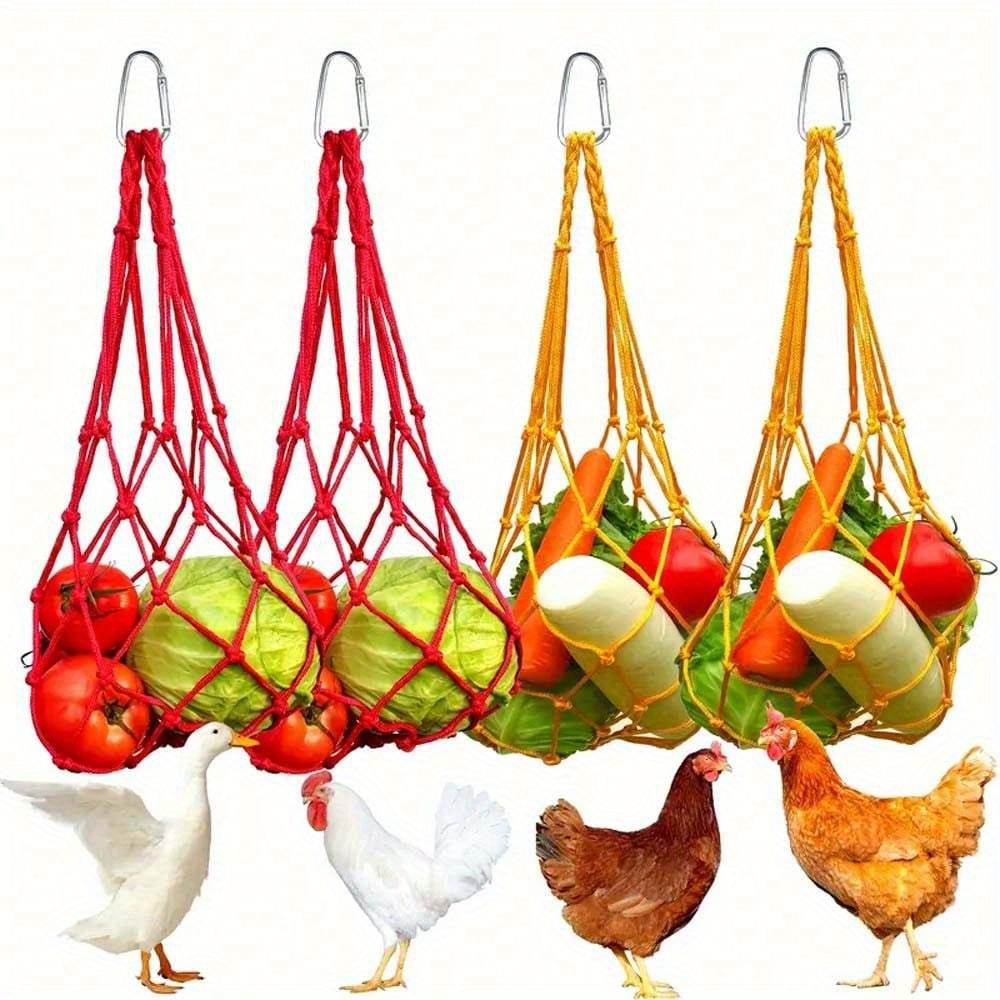 1 шт. нейлоновая сетчатая сумка для кормления птицы с подвеской, большая вместимость, принадлежности для разведения кур, сетка для овощей, легко наполнять и чистить