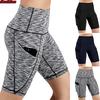 Women High Waist Out Pocket Yoga Short Running Athletic Yoga Shorts Sport Pants
