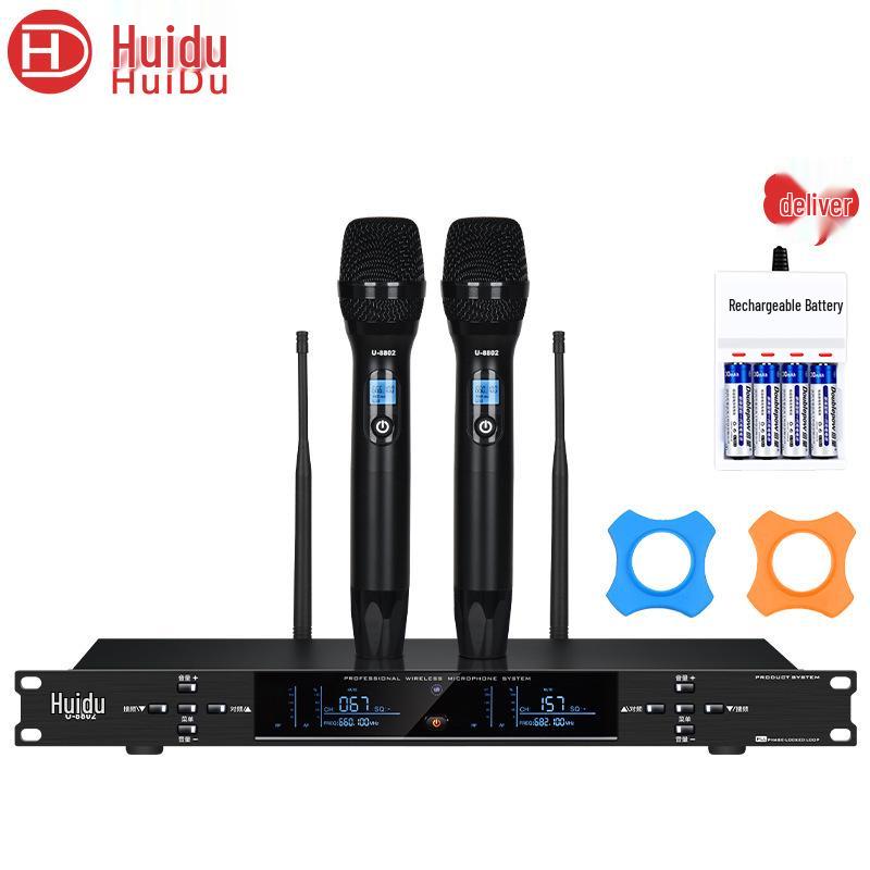 HuiDu U8801/8802 Pro Двойной беспроводной микрофон с регулируемой частотой для конференций
