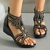 NEW Crystal Sandals Women Wedges Comfortable High Heels Hollow Out Zipper Sandals Women Shoes Comfortable Flat Stylish Sandals