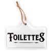 [R5083] - Metal Sign 'Toilets' White Black - 18x12 Cm