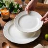 French Style Relief Ceramic Plate Light Luxury Restaurant Classic White Steak Plates Exquisite Round Household Tableware