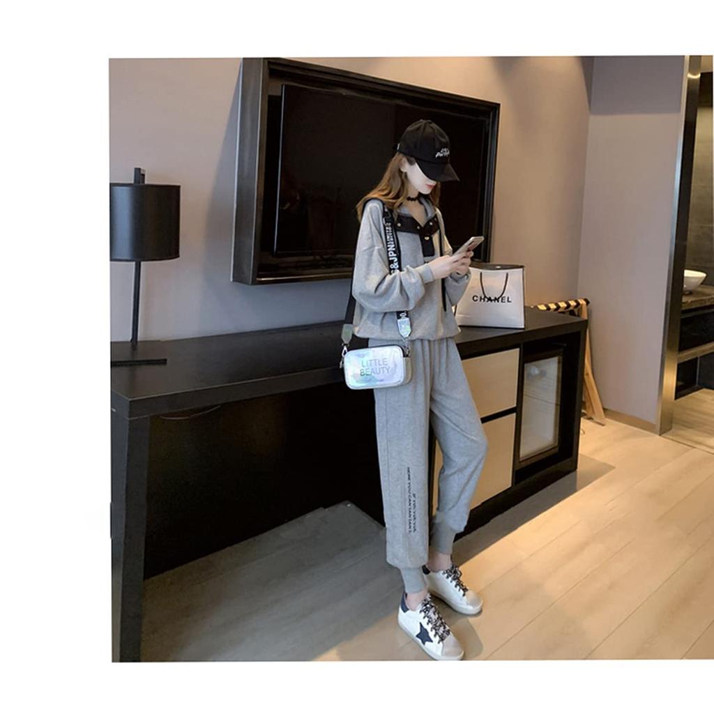 Mskikefly Милый комплект для дома с длинными рукавами, идеально подходит для выхода или работы из дома. Размер Женский комплект, Толстовка, Брюки свободного кроя, Футболка, Бег,