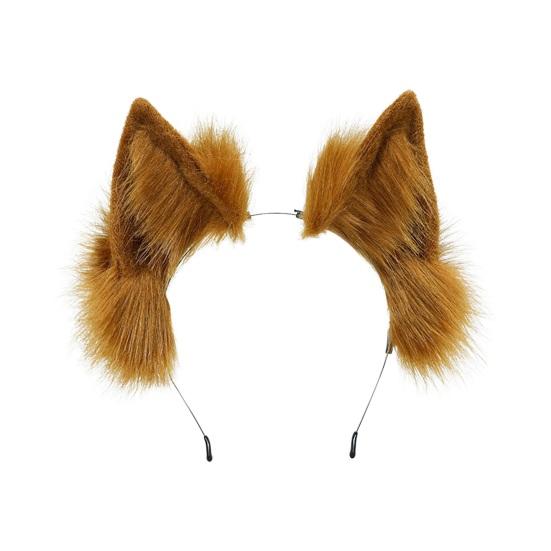 Обруч для волос с плюшевыми кошачьими ушками, эластичный головной убор, искусственные уши животных ручной работы, металлическая оправа, гибкая повязка на голову, аксессуары для фотосъемки на Хэллоуин