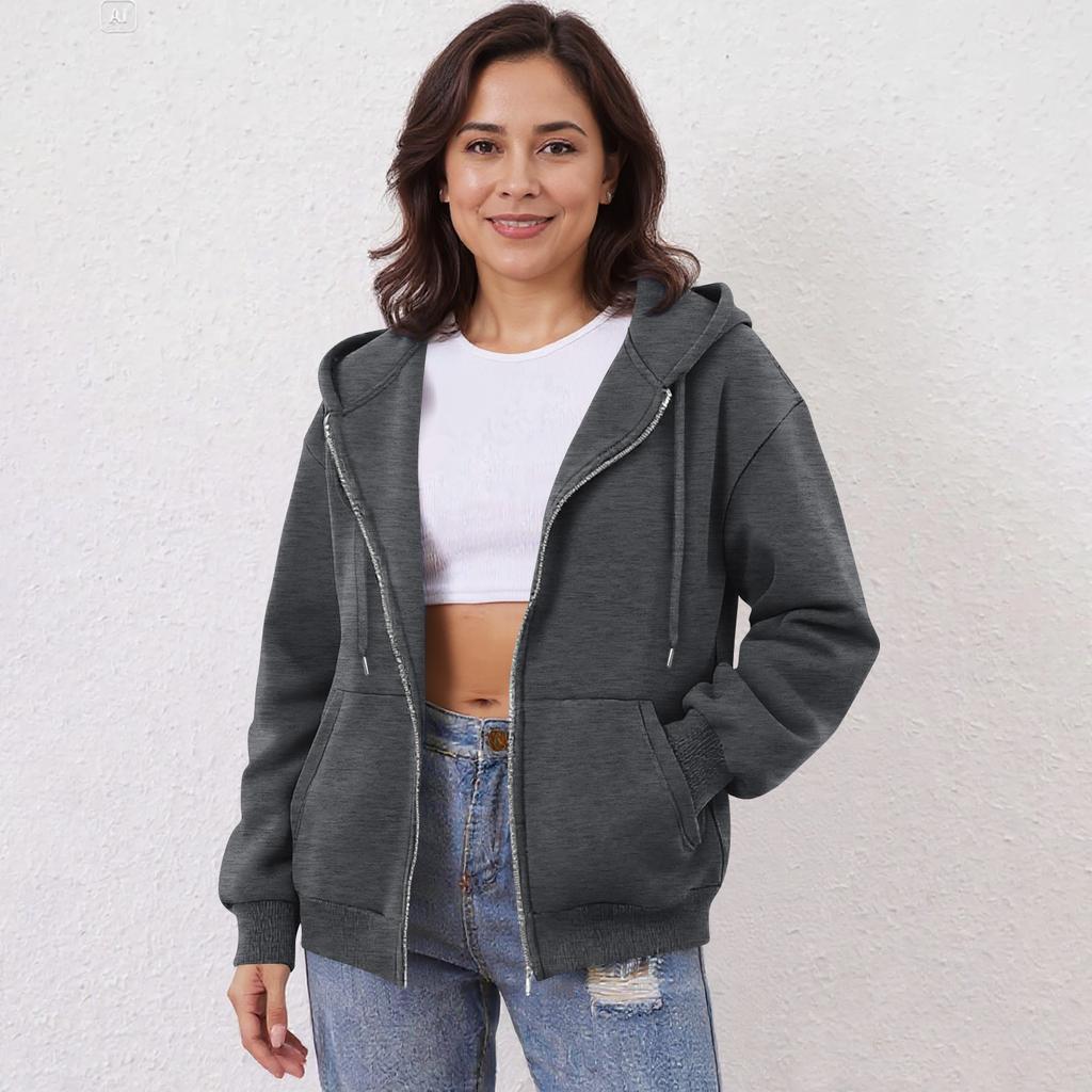 Women's Off Shoulder Zipper Hoodie Sweatshirt Fashion Clothing Casual Jacket