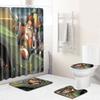 Christmas Shower Curtain Floor Mat Combination Four-Piece Set Bathroom Toilet Carpet Shower Room Mat Foot Mat
