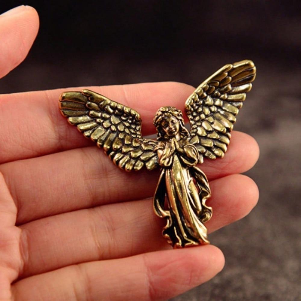 1PC Antique Copper God of Love Cupid Statue Small Ornaments Brass Angel Figurines Desktop Decorations Home Decor Accessories