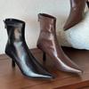 Острый носок женские ботильоны сексуальные высокие каблуки кожаные туфли 2025 тренд мода дизайнерские туфли-лодочки для вечеринок зимние челси Botas Mujer