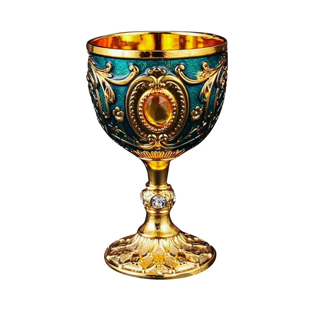 Home Retro Metal Small Wine Cup With Embossed Style Luxurious Whiskey And Red Wine Glass Suitable For Festive Parties
