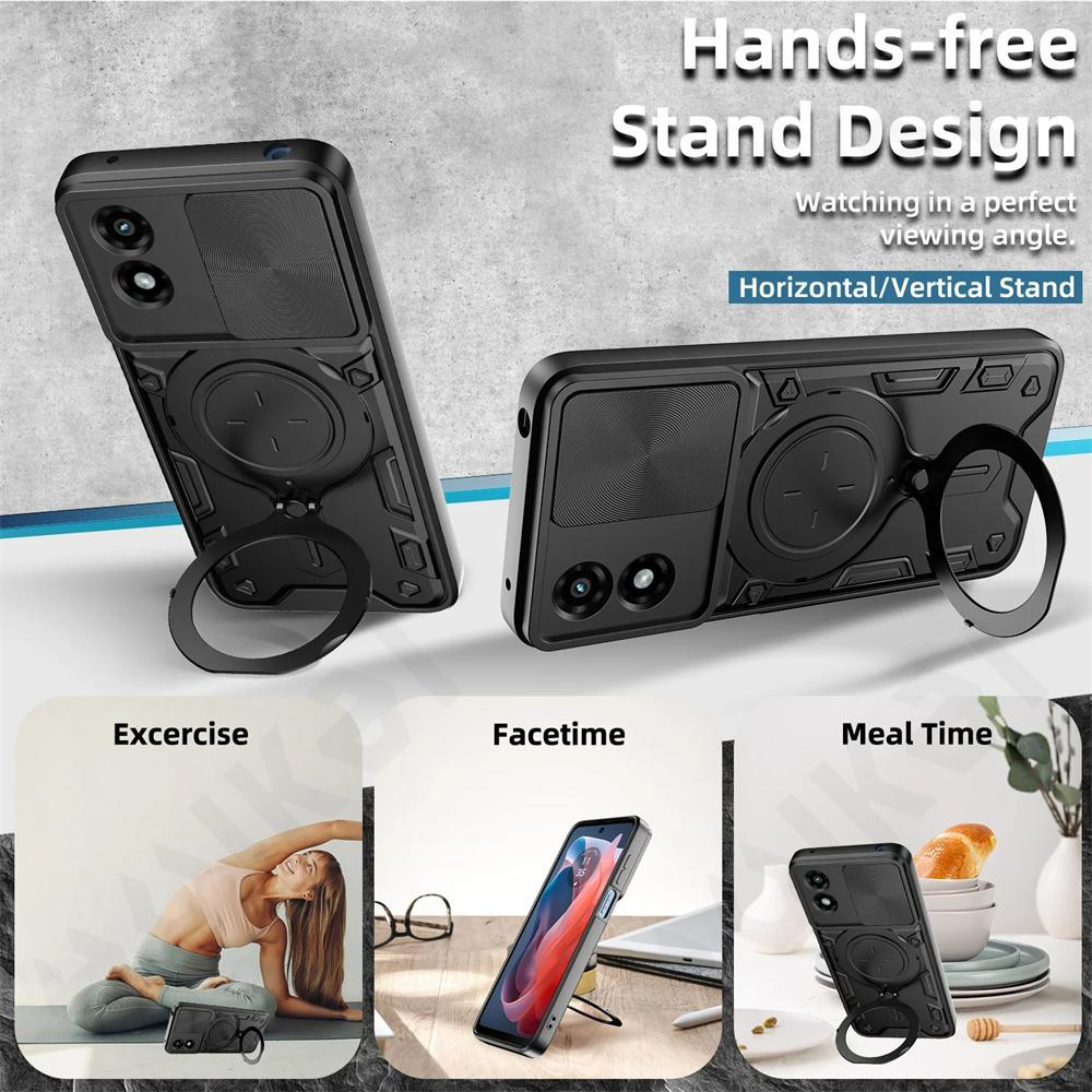 Бронированный чехол для Motorola Moto Edge 50 Pro 40 30 20 Neo Pro Lite G84 G54 G14, магнитное вращающееся защитное кольцо для камеры, крышка-подставка на 360 градусов