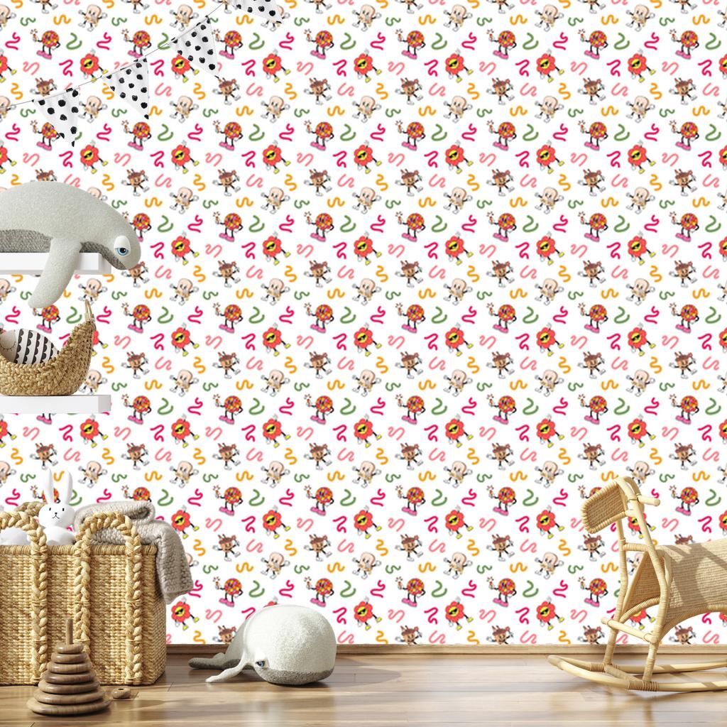Retro White and Coral Wallpaper for Living Room and Bedroom 50x1000