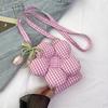 2025 Summer New Product Candy Color Plaid Flower Bag Plaid Fashion Messenger Large Capacity Key Sundries Bag
