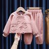 Autumn Children's Clothing for Girls, Daily Sports Suit, Long Sleeves and Cartoon Bear Sets, Baby Clothes, Children's Pants