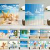 3d Beach Scenery Shower Curtains Sea Ocean Mediterranean Bathroom Curtain Waterproof Cloth Decoration 180*240cm Bath Curtain