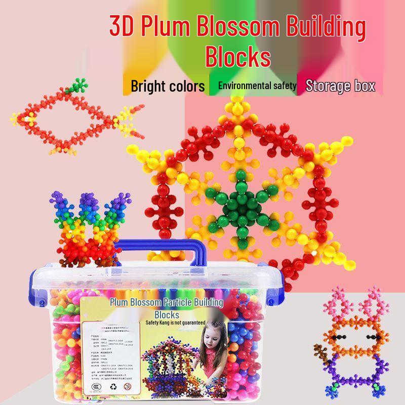 Plum Blossom 3D Snowflake Interlocking Building Blocks - Educational Rotating Toy