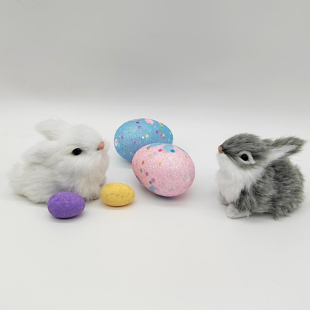 Имитация кролика, плюшевая игрушка, детская познавательная модель, фигурка, реалистичное пушистое животное, кукла, цыпленок, пасхальный подарок для детей