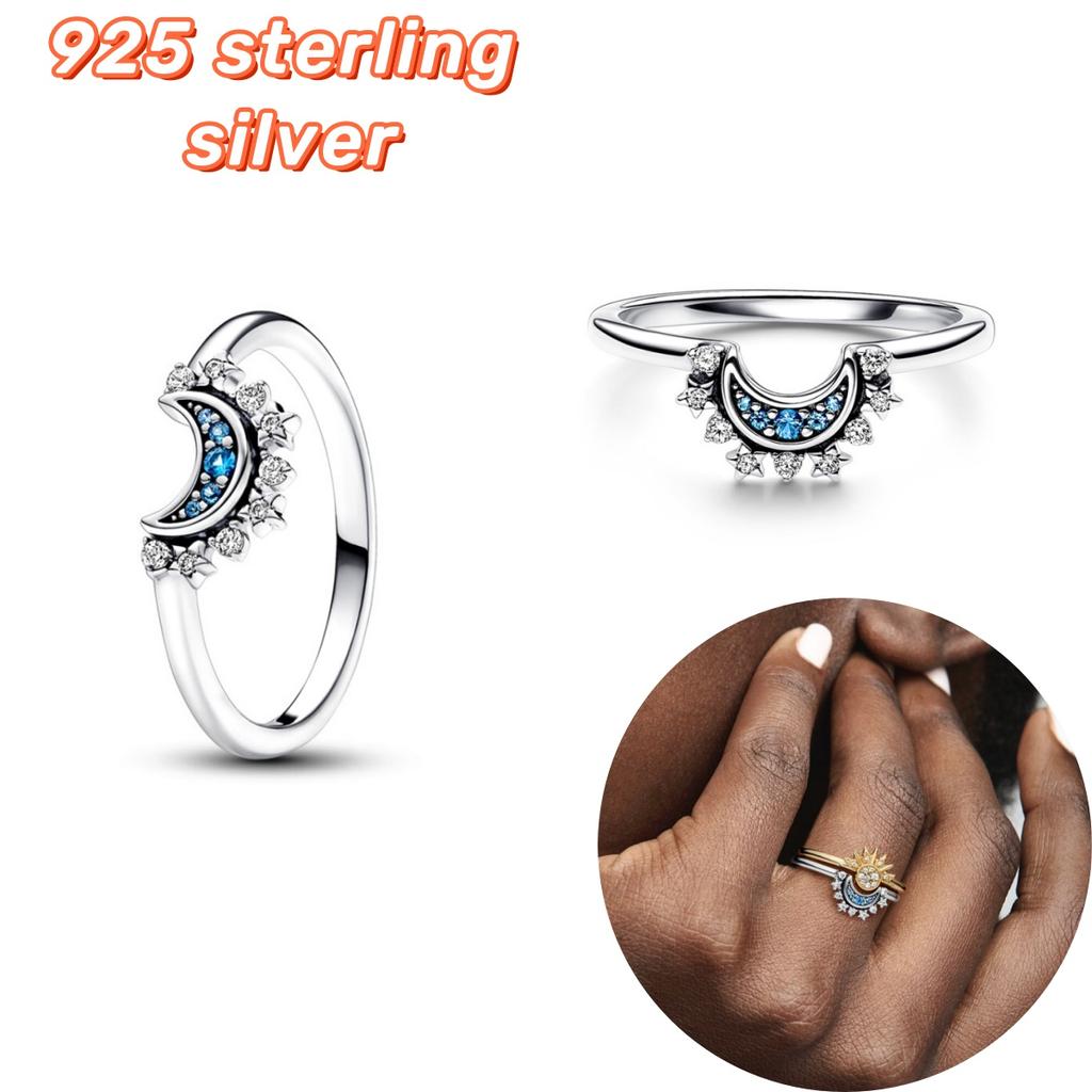 Серебряное кольцо SS925 с искрящимся небесным солнцем, кольца с двойным сердцем для женщин, брендовые ювелирные изделия, подарки
