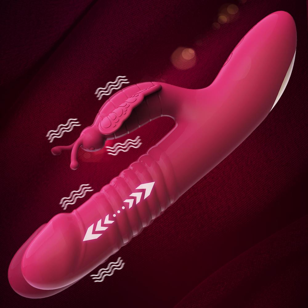 Вибратор-палочка для женщин, мощный с бабочкой, стимулятор клитора, телескопический фаллоимитатор, вибраторы, эротические секс-игрушки для взрослых
